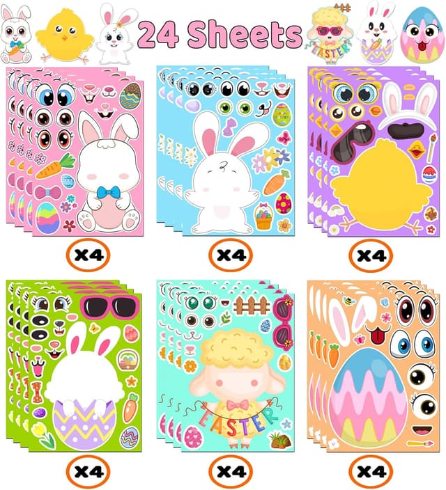 Thumbnail 1 de Easter Stickers DIY 24 Sheets