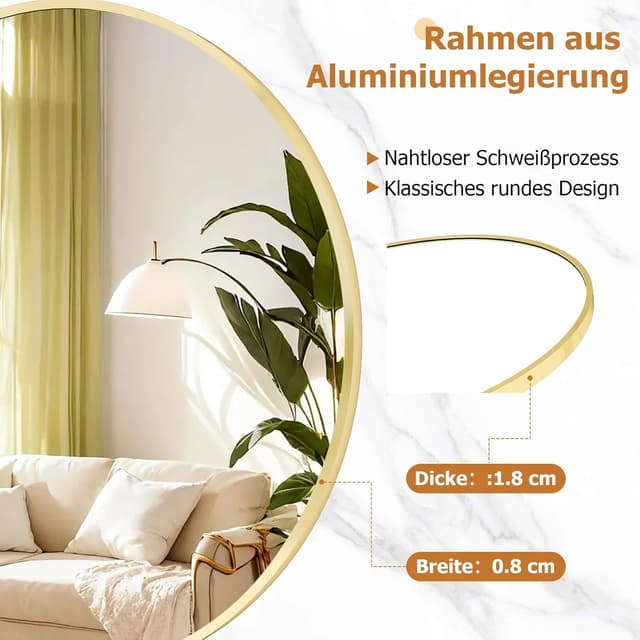 Thumbnail 6 de Koonmi 80 cm runder Spiegel in Gold