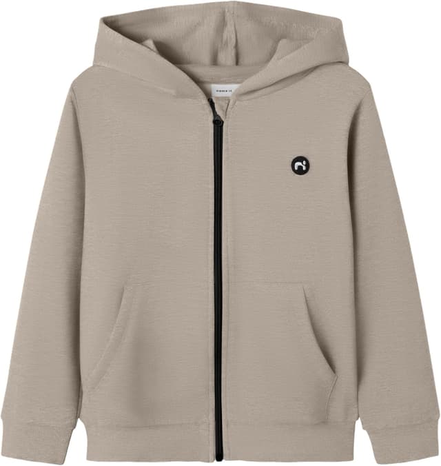 Detalle de NAME IT Jungen Sweatjacke mit Kapuze – Sweatcardigan mit Reißverschluss
