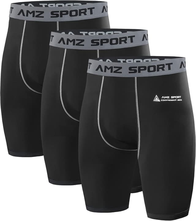 Detalle de AMZSPORT set 1/2/3 pantaloncini uomo a compressione: shorts sportivi traspiranti per palestra e running