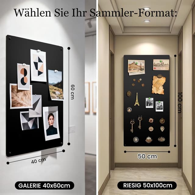 Detalle 2 de Qiytecno Magnettafel 50x100cm Mattschwarz đź–Ľ