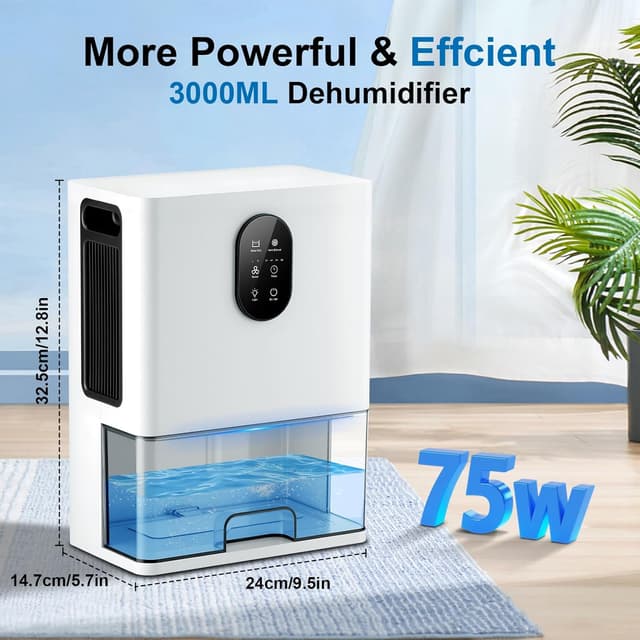 Detalle 2 de Deshumidificateur d'air 3000 ml silencieux pour maison 💧