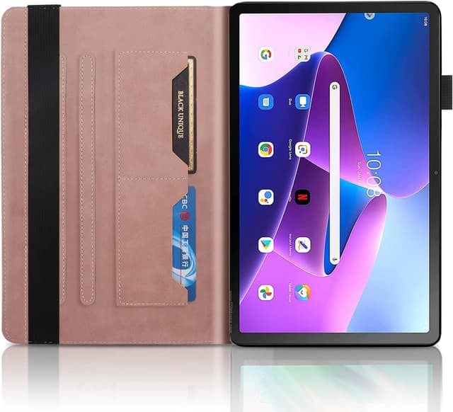 Detalle de Succtopy Hülle für Lenovo Tab M10 3. Gen (10,1 Zoll, 2022) TB-328FU/TB-328XU – Folio Flip Wallet Case in Roségold