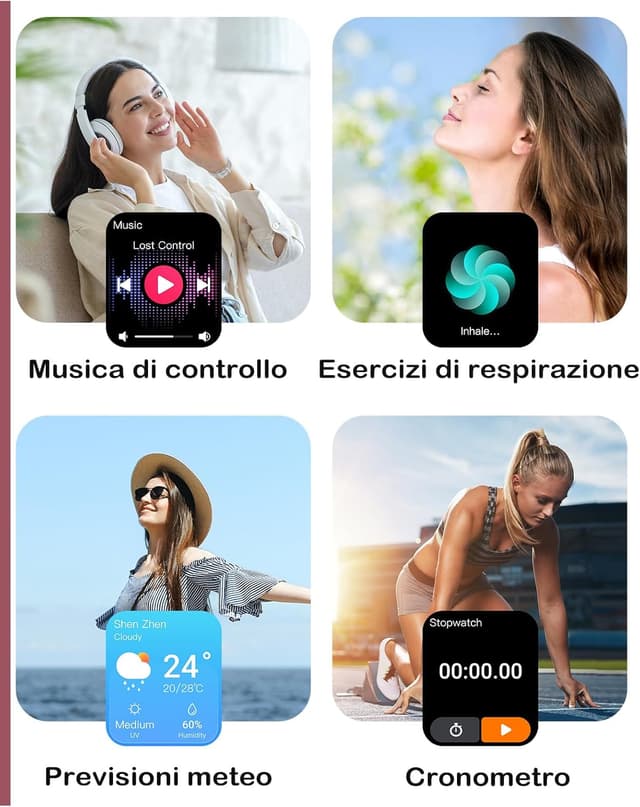 Detalle de GRV Smartwatch con chiamate Bluetooth, cardio, SpO2 e tracciamento ciclo mestruale (IP68) grigio
