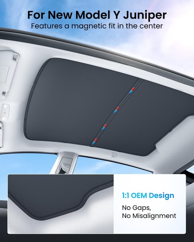 Detalle de REEVAA 2025 Tesla Model Y Sunshade Roof 2PCS