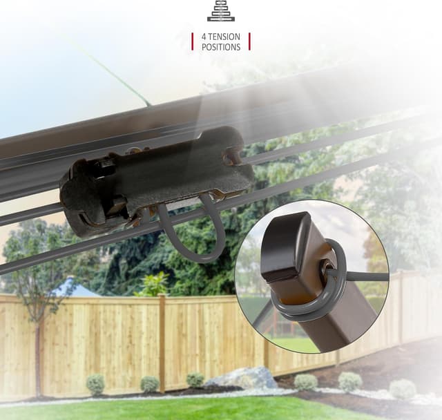 Detalle 2 de NETTA Rotary Washing Line 4 Arm 45M (45m) – Heavy Duty Garden Rotary Airer with Cover & Ground Spike, Grey