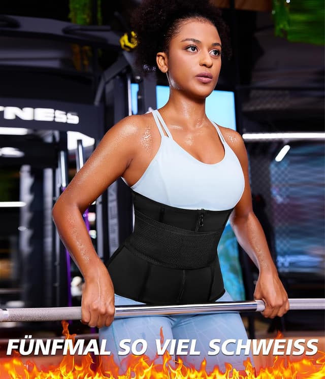 Detalle de Junlan Waist Trainer da donna con chiusura lampo e supporto posteriore per sudorazione