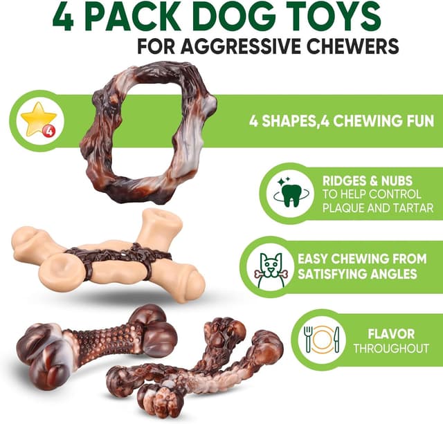 Detalle 2 de Durable nylon dog chew toys for aggressive chewers – 4 pack