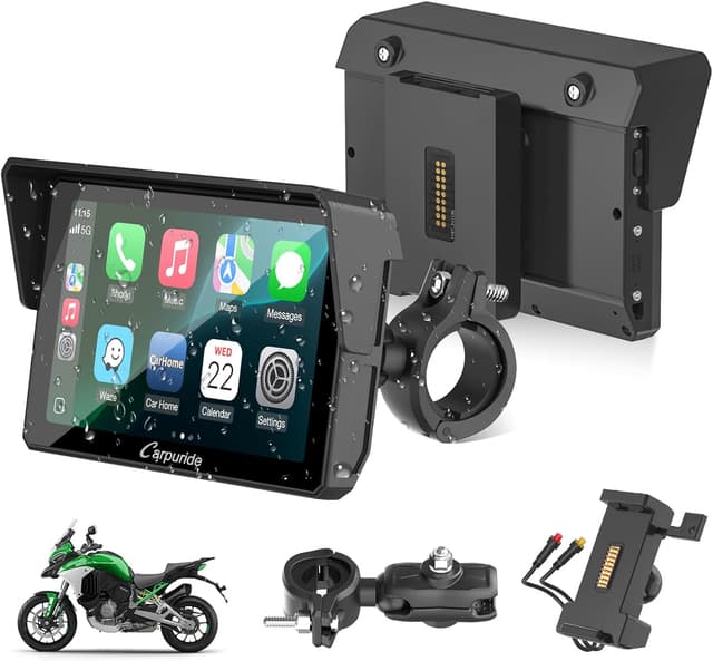 Detalle de Carpuride W502S Pro Motorrad-GPS mit kabellosem CarPlay/Android Auto und BM05-Halterung