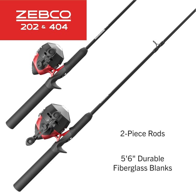 Detalle 2 de Zebco 202 & 404 Spincast Reels and Fishing Rod Combos (2-Pack) with Pre-Spooled Line