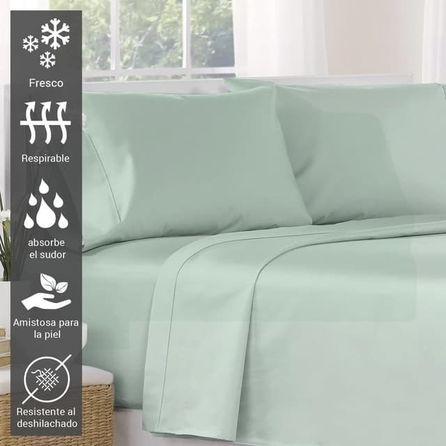 Thumbnail 1 de Pizuna Sábana Encimera 150 cm Algodón Satén 400 Hilos 🛏️