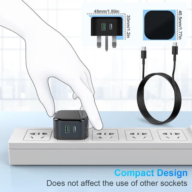 Detalle de Samsung Fast Charger with USB-C Plug and 1m USB-C Cable (UK)