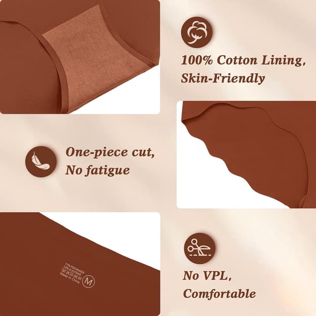 Detalle 1 de TDONE Seamless Knickers for Women (6-Pack) – breathable, high waisted briefs with no VPL