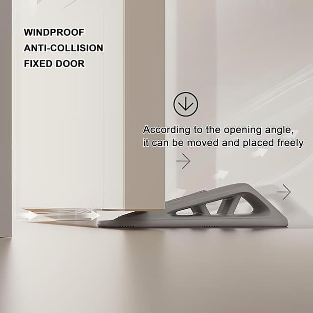 Detalle de XCZYN Door Stopper (4 pcs) for the Bottom of a Door with Holder – TPR Rubber Wedge in Grey