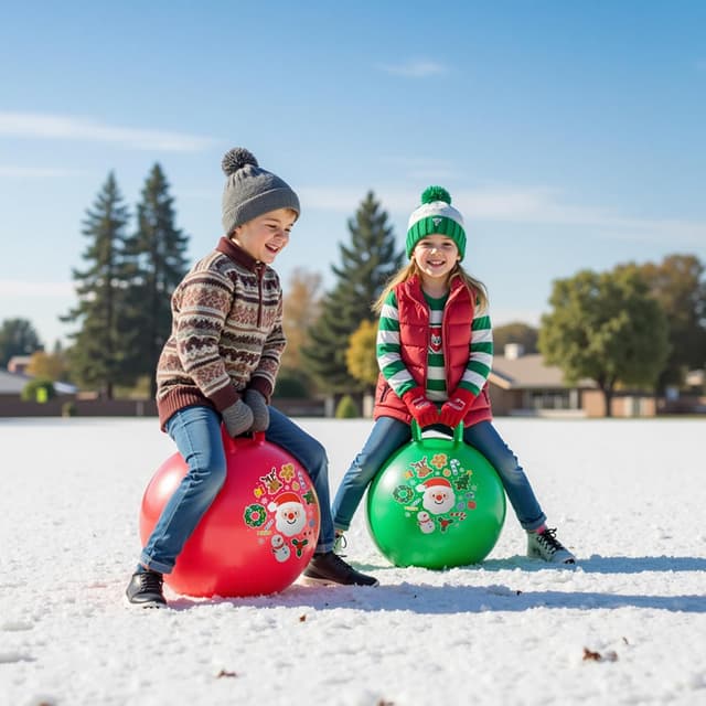 Detalle de INPODAK 2er-Set Weihnachts- Hüpfball (45 cm) für Kinder 3–8 Jahre, rutschfest, bis 100 kg belastbar