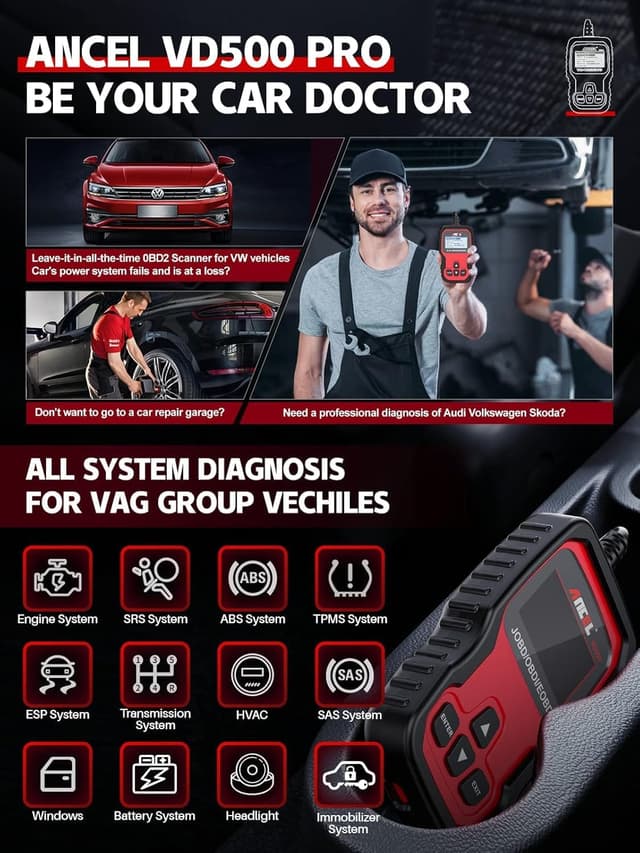 Detalle 2 de ANCEL VD500Pro: escáner diagnóstico VW Audi Skoda Seat