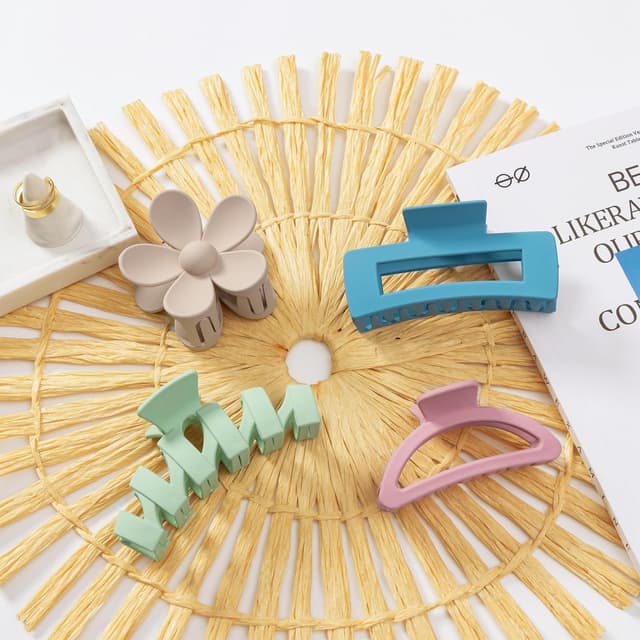 Detalle 2 de HBselect 8er-Set Haarklammern mit Greifclips (Blume/ Kralle) – rutschfeste Haarspangen für dickes Haar