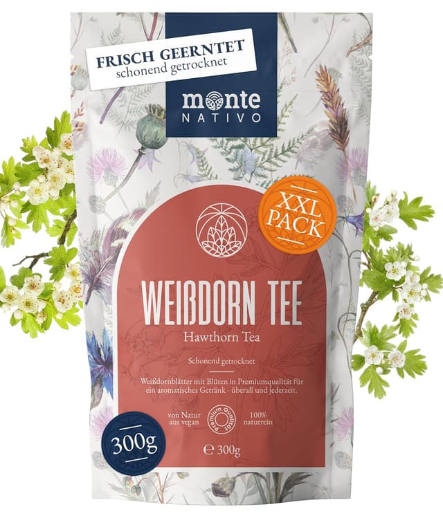 Detalle de Weißdorn Tee Monte Nativo (300 g) – schonend getrockneter Hawthorn Kräutertee, 100% natürlich