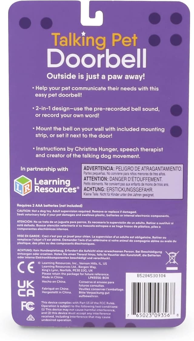 Detalle de Learning Resources Hunger for Words : sonnette pour chien « parlant » 2-en-1