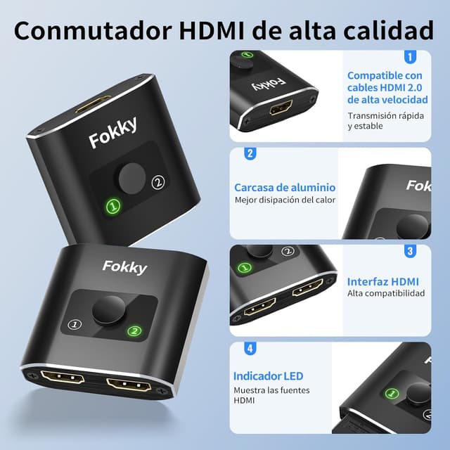 Thumbnail 4 de HDMI Switch 4K 60Hz, conmutador bidireccional