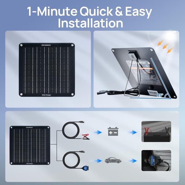 Thumbnail 6 de ECO-WORTHY Upgrade 10W Solar Trickle Charger for Car