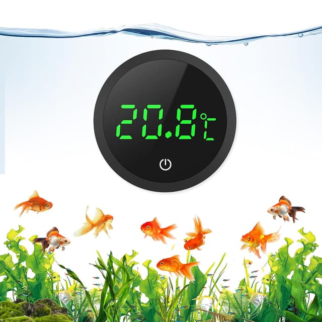Detalle de ORIA Aquarium Thermometer LED Digital – Kleben-On Mini-Temperatursensor für Süß- & Meerwasser, Schwarz