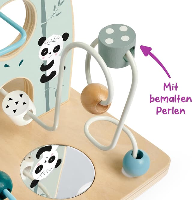 Detalle 2 de Eichhorn Motorikschleife mit Spiegel – 2 Schleifen aus Birkenholz (ab 1 Jahr)