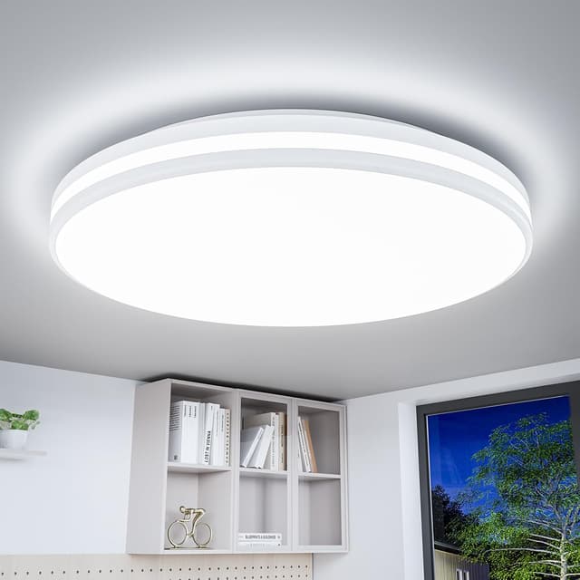 Detalle de LED Deckenleuchte 20W (Bad, IP44) – runde Badezimmerlampe kaltweiß 5000K, 26 cm