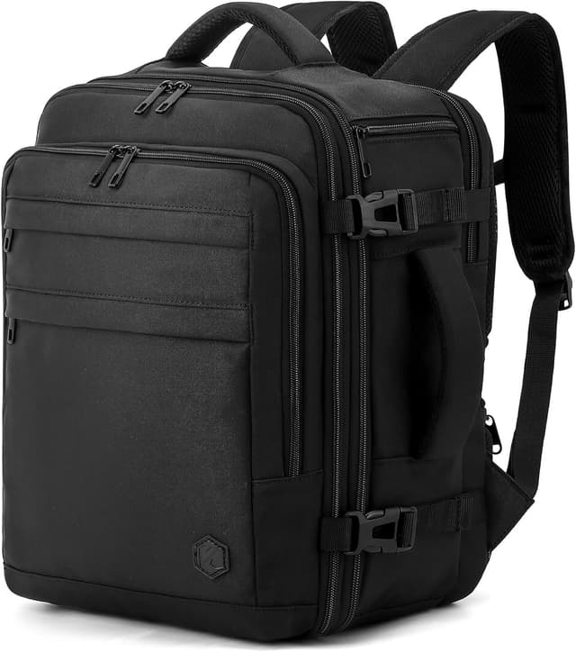 Detalle de VANKEV Ryanair EasyJet Eurowings Wizz Air Cabin Bag – expandable underseat laptop bag 40x30x20 to 40x30x25 (24L to 30L), black