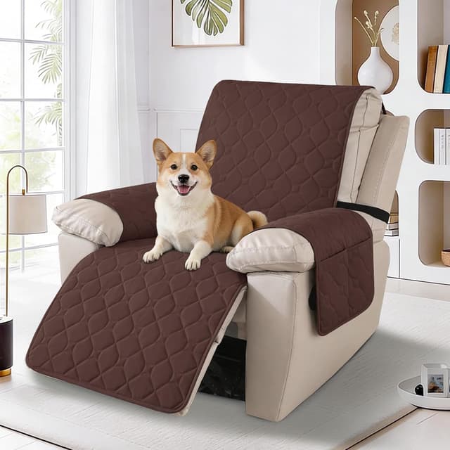 Detalle de Housse de fauteuil relax inclinable électrique 1 place Ystyle 100% étanche, antidérapante et lavable (café)