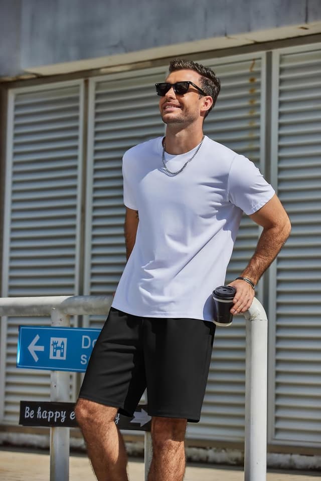 Detalle de COOFANDY Herren Kurze Jogginghose mit Taschen – leichte Sommer-Shorts mit elastischem Bund