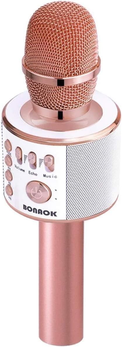 Thumbnail 6 de BONAOK Karaoke-Mikrofon 3-in-1: kabelloses Bluetooth-Mikrofon mit Lautsprecher (Hellrosa)