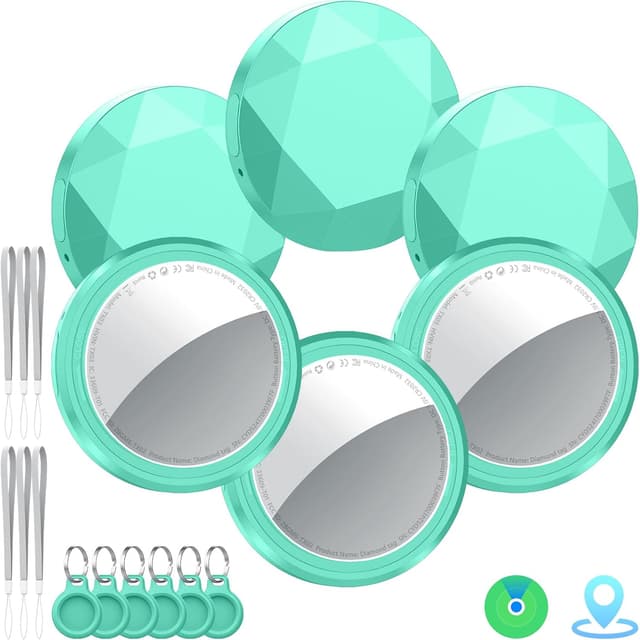 Detalle de QCOQ Apple MFi-certified Air Tracker Tags (iOS Only) – 6-pack in Mint Cyan, Bluetooth 5.3 Find My tracker