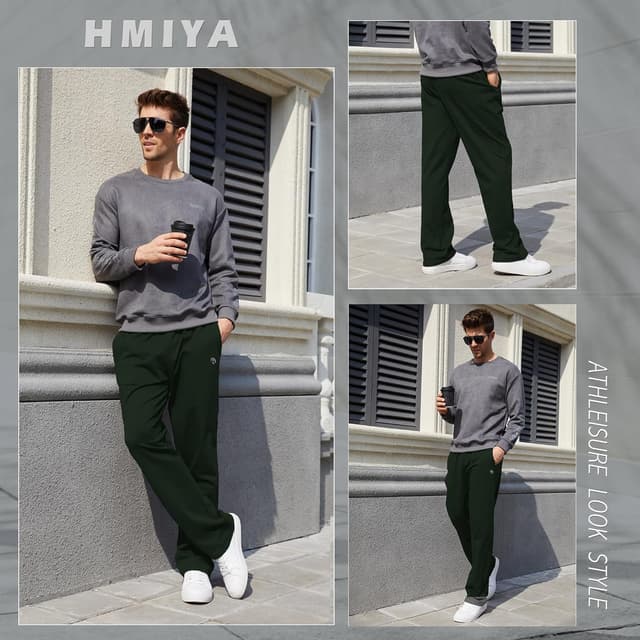 Detalle de HMIYA Herren Jogginghose aus Baumwolle mit Elasthan – Sweathose mit Taschen, atmungsaktiv