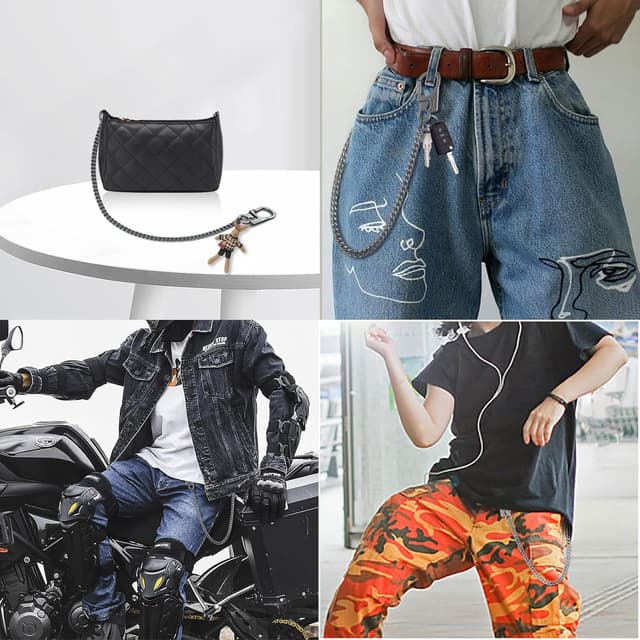 Detalle de Ahiller Geldbörsenkette mit Verschluss – Biker-Jeanskette & Schlüsselkette mit Doppelschloss-Design