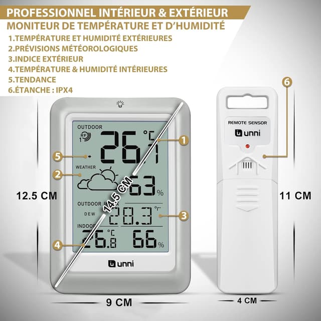 Detalle de Thermomètre hygromètre numérique 100 m
