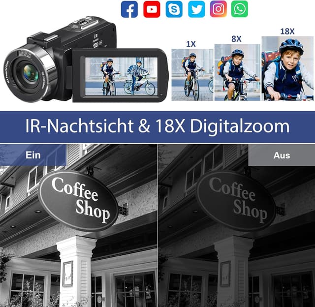 Detalle de Camcorder 4K mit IR Nachtsicht 80 MP