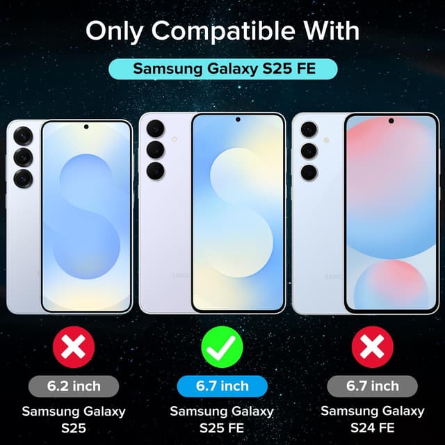Detalle 2 de ivoler 3 Pack Screen Protector for Samsung Galaxy S25 FE 5G (6.7 inch) Tempered Glass with Easy Installation Tool
