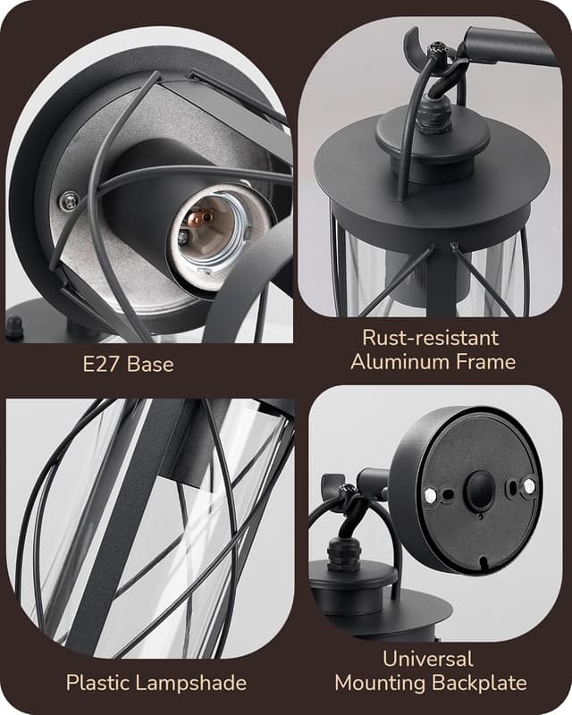 Detalle 2 de Outdoor wall lantern light IP44, E27