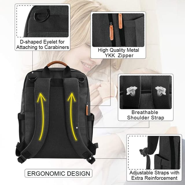 Detalle de NEWHEY Waterproof Baby Changing Backpack with 13 Pockets and Insulated Bottle Storage