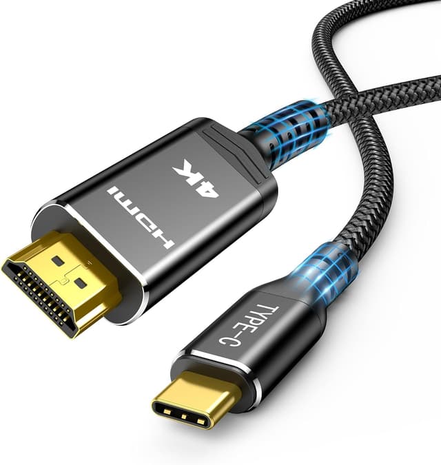 Detalle de Highwings USB‑C auf HDMI Kabel mit 4K@60Hz, 1,8 m (Thunderbolt 3/4 kompatibel) – Schwarz