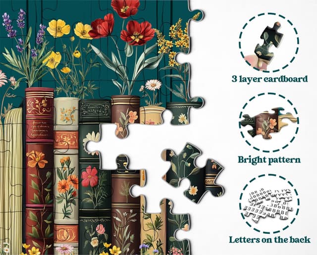 Thumbnail 3 de Vintage Wildflower Book Puzzle 1000 Pieces