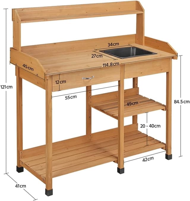 Thumbnail 3 de Yaheetech Mesa de Trabajo Jardín 114,8×45×121 cm