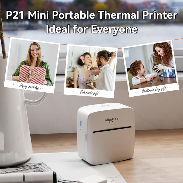 Detalle 2 de PeriPage Mini Printer (P21) – small thermal sticker & photo printer for study notes, Bluetooth compatible, white