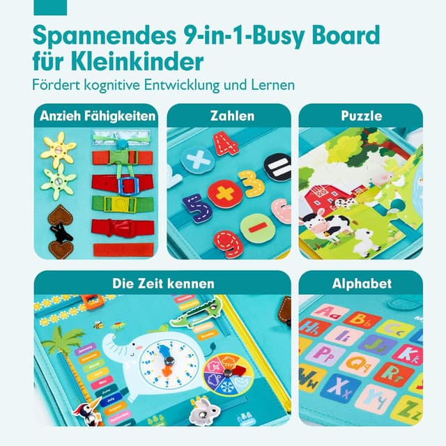 Thumbnail 1 de Hahaland Montessori Busy Board – Activity Board mit 15 Aktivitäten