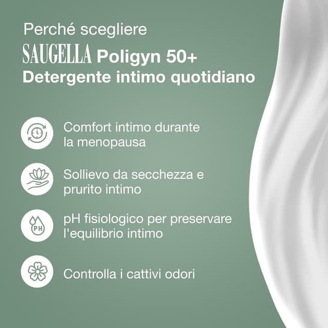 Detalle 2 de Saugella Poligyn detergente intimo emolliente antiprurito con camomilla e acido lattico, pH neutro, adatto in menopausa (750 ml)
