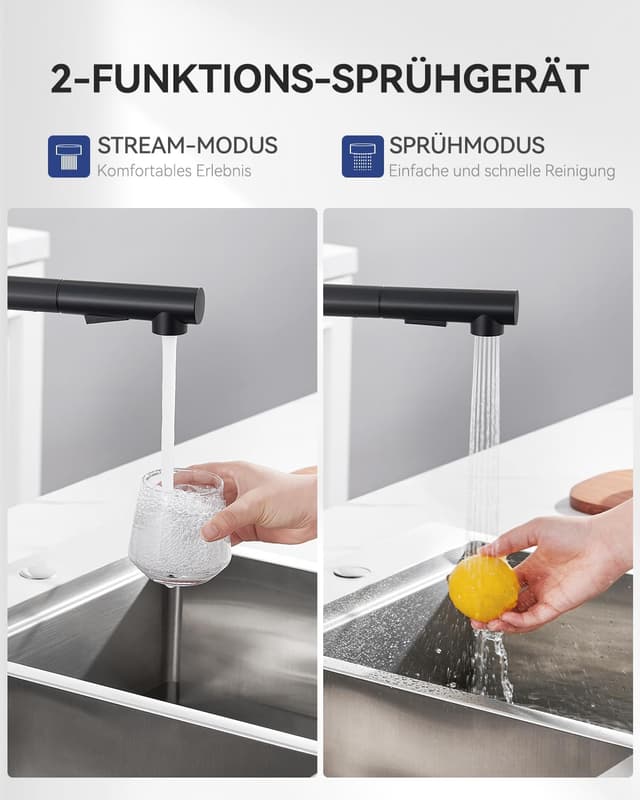 Thumbnail 1 de Sofetiy Wasserhahn Küche Schwarz Ausziehbar 40 cm