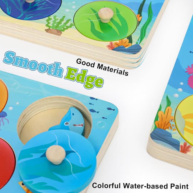 Detalle de LZDMY Wooden Montessori Ocean Puzzles & Sorting Toy (8 sea animals)