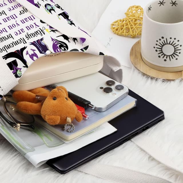 Detalle de LEVLO Villains cosmetic make-up bag – zip pouch tote for movie fans (Always Villains Tote), L