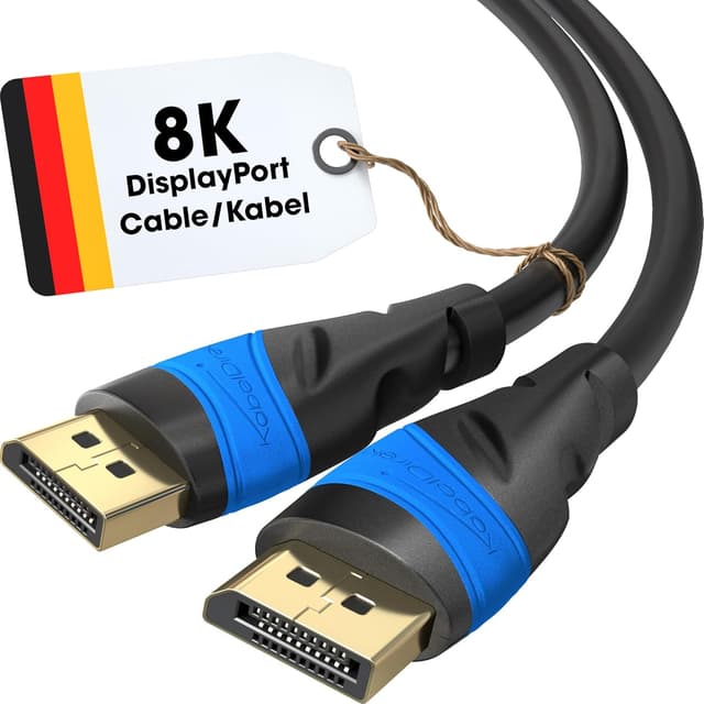 Detalle de KabelDirekt DisplayPort-Kabel (8K/4K) 2 m – DP Monitorkabel für PC, Laptop & Gaming (bis 144 Hz)